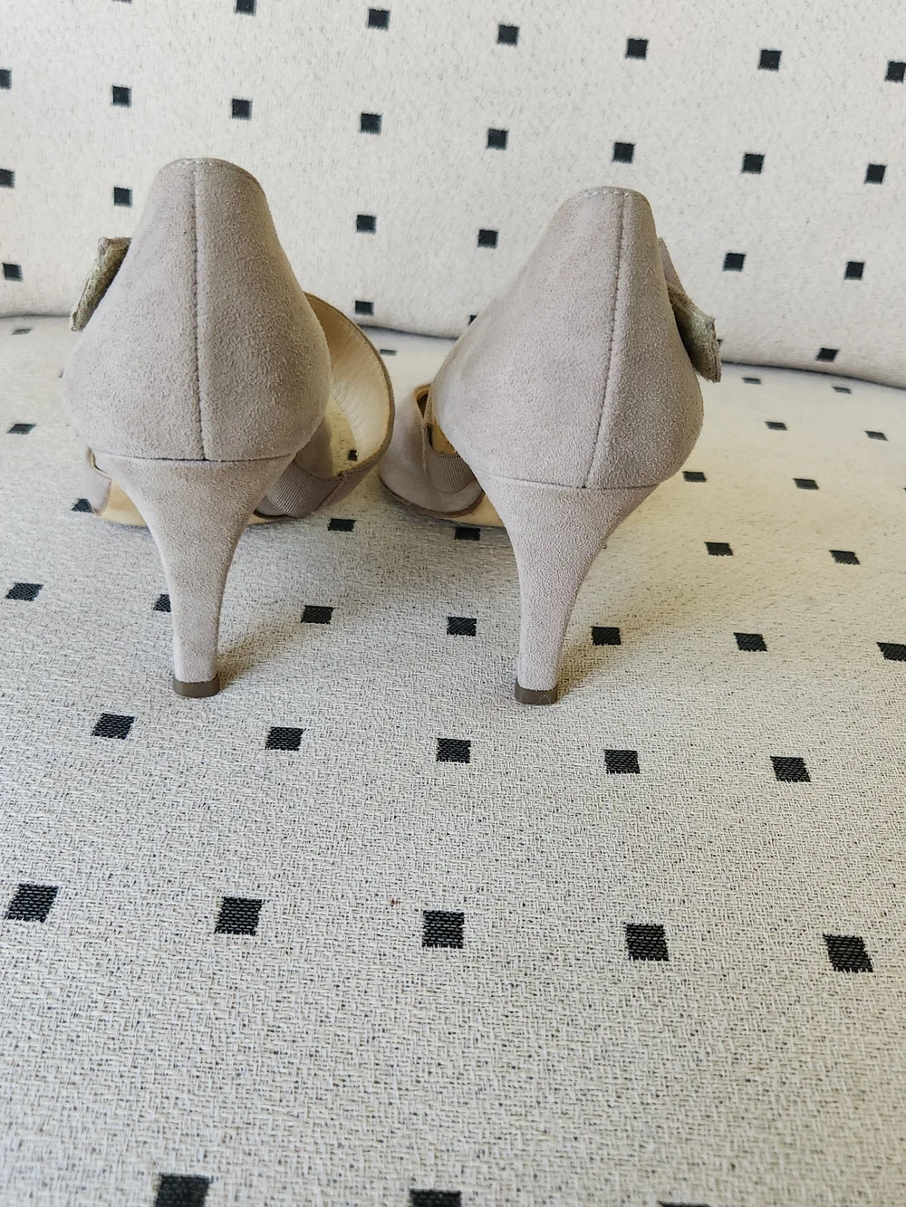 Paul Green Taupe Neutral Suede Pointed Mary-Jane  Kitten Heels